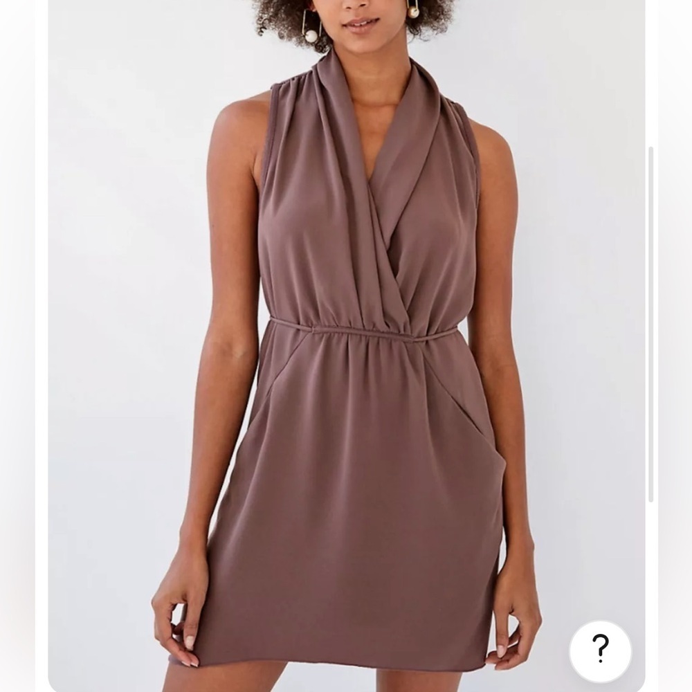 Aritzia Wilfred Sabine Dress Faux-wrap Mini Dress pockets purple Size Small